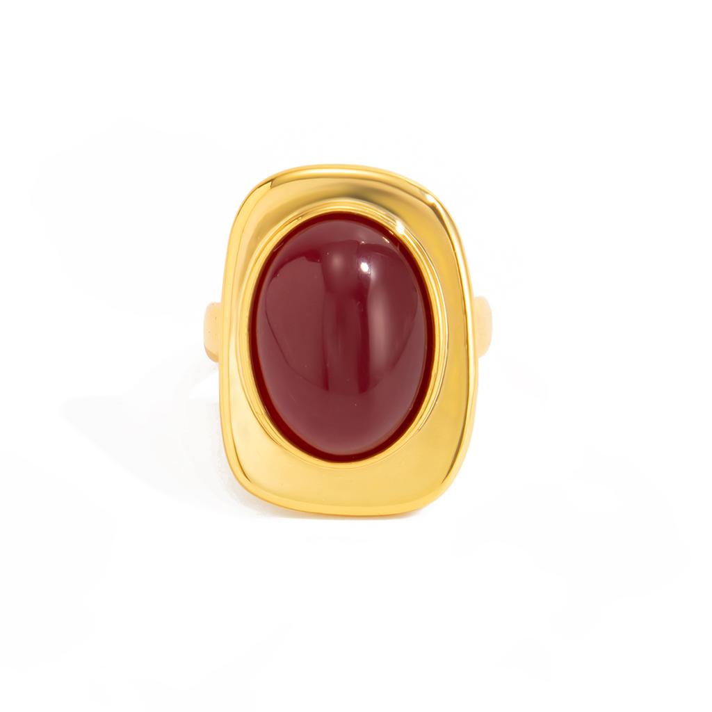 Ingemark Vintage Red Resin Acrylic Oval Open Knuckle Rings Women 2026 New Charm Geometric Metal Joint Ring Party Jewelry Gifts