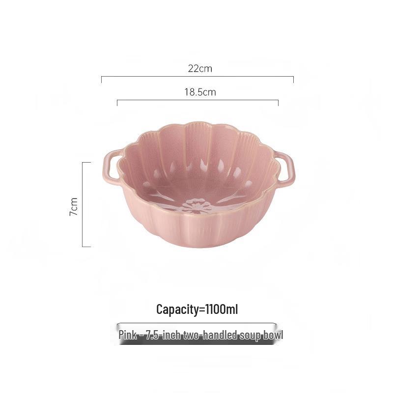 Керамическая суповая и салатная миска Drion с двумя ручками 7.5 inches
