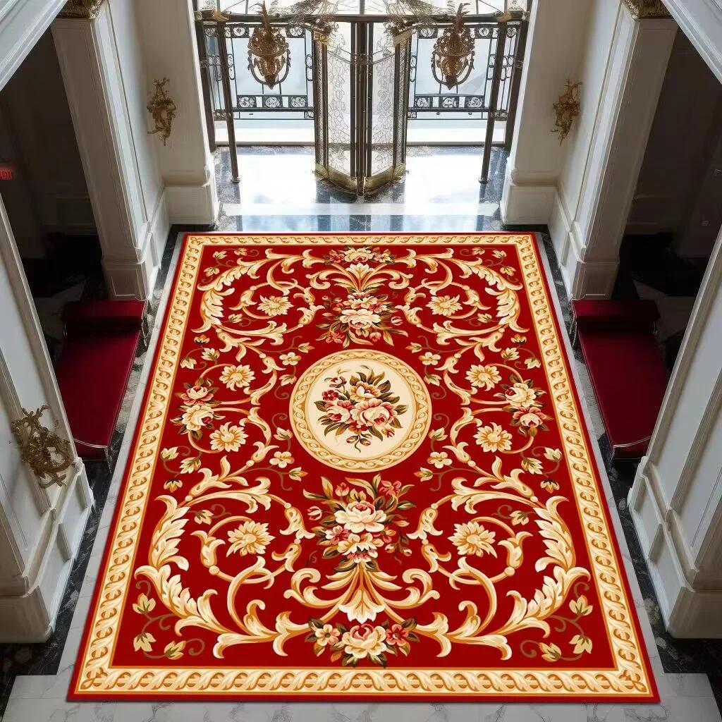 Red Gold High-end Luxury Carpet Living Room Large Area Rug Europe and America Home Decoration Bedroom Rug Washable Floor Mat