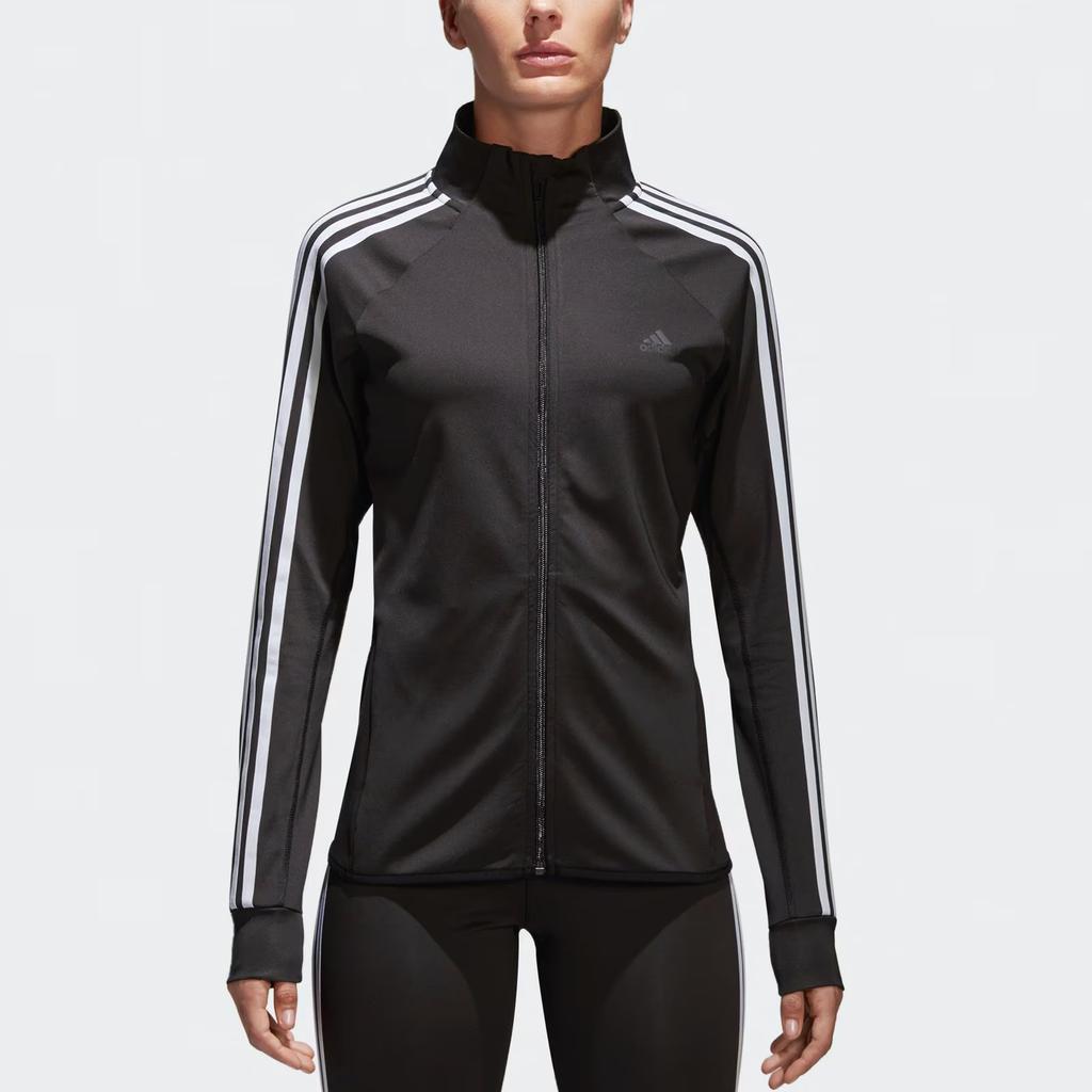 Adidas Training Knitted Striped Long Sleeve Jacket Women Jackets Black BK7680