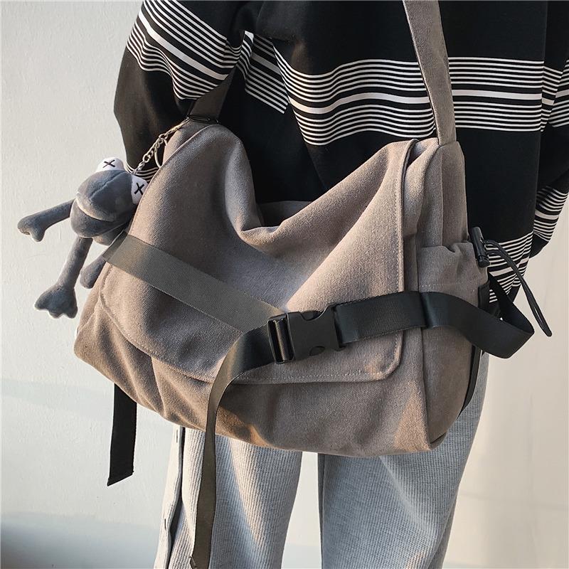 Men's Large Capacity Canvas Messenger Bag - Casual, Simple, Student and Boys' Shoulder Bag