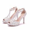 European and American Fashion Fish Mouth Beaded Waterproof Platform High Heel Sandals European and American Fashion Fish Mouth Beaded Waterproof