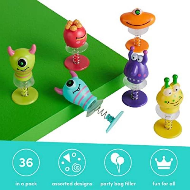 36 Jumping Monster Spring Toys Set - Kids Birthday Party Favors, Bouncing Alien Toys for Boys & Girls, Fun Children's Gifts