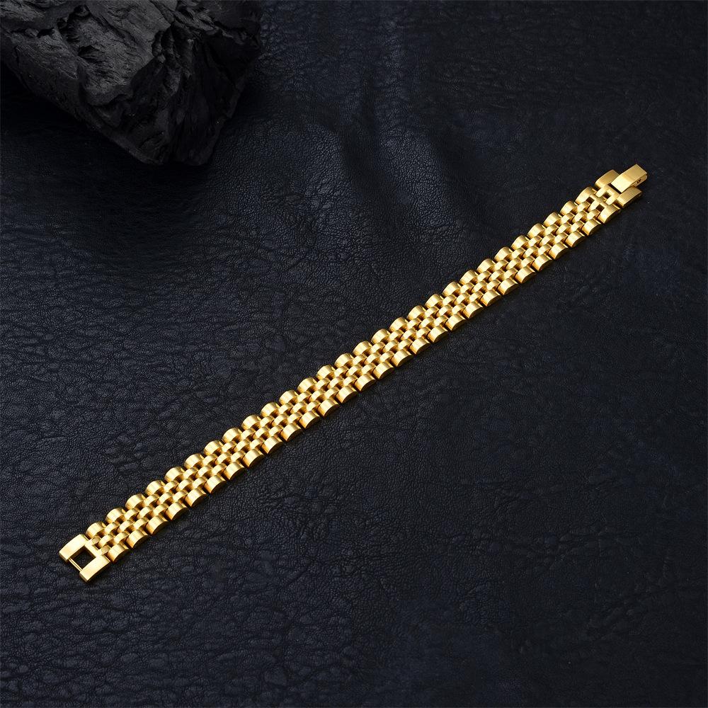 High Quality Polishing Stainless Steel WaterProof 15mm Width Watch Bracelet for Men
