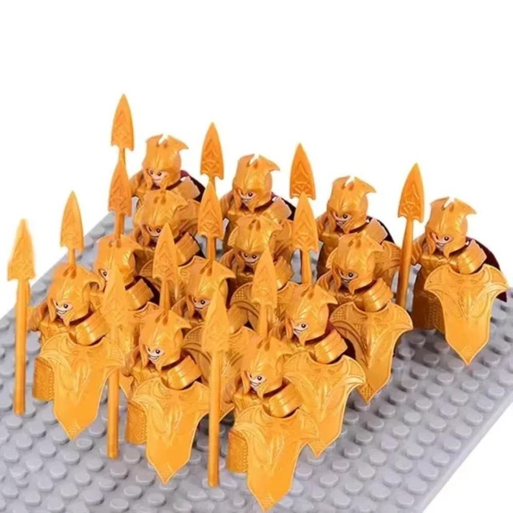 13Pcs Mini Gondor Battle Spearman Body Gurad Infantry VS Roman Solider Eomer Rohan Warriorr Figures Blocks Set Toys for Kids