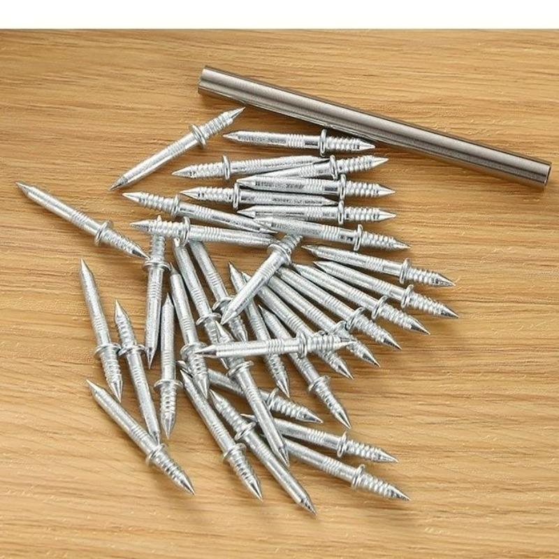 Double-Headed Invisible Seamless Nails Skirting Thread Nail with Sleeve Woodworking Fixator Screws Tool Hardware Fastener