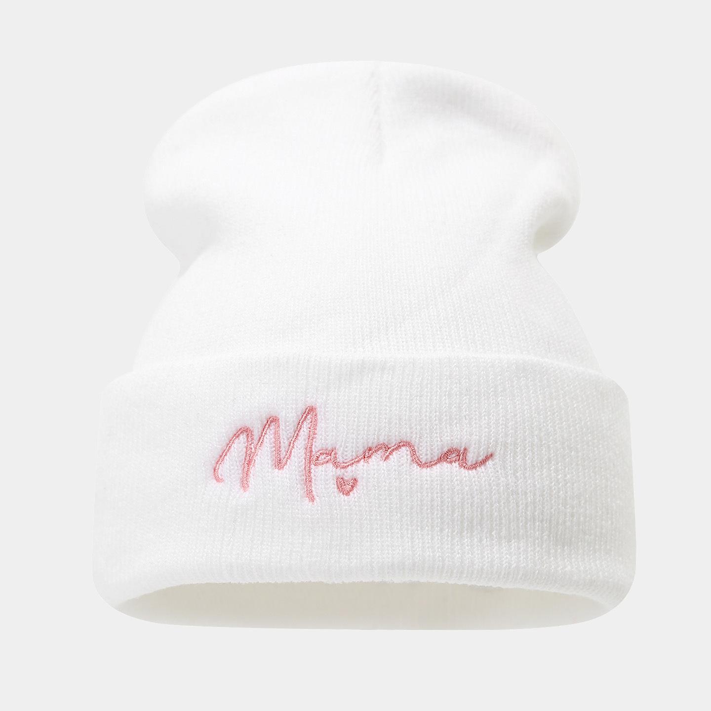 Korean-Style Fashion Trendy Mom s Knit Hat - Embroidered Letter Woolen Warm Hat, Streetwear Earflap Slouchy Beanie for Women