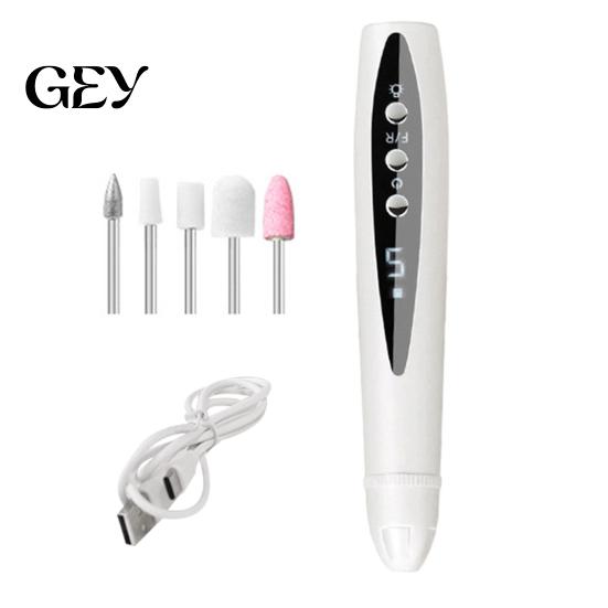 Electric Nail File 2-In-1 Drill with 5 Bits, 5-Speed Cordless Manicure Accessories UV LED Lamp, USB Rechargeable Tool for Women Portable Polisher
