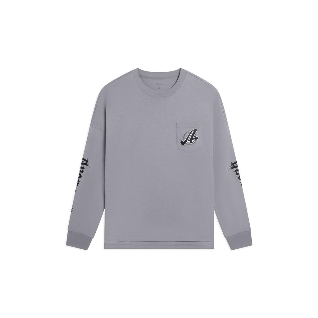 Li-Ning X Marvel Co-Branded Sports Lifestyle Series Cotton Crew Neck Long Sleeve Sweatshirt Unisex Tops Seagull-Grey AHSSE29-1