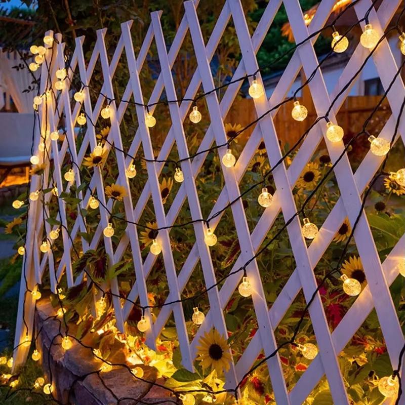 Solar Bubble Balls Lamp String Lights Outdoor Water Drops Outdoor Waterproof Orb Christmas Lights Patio Holiday Party