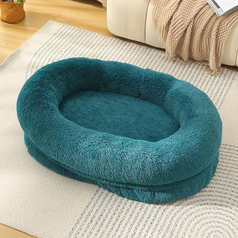 Round Plush Pet Bed for Dogs Cats Fluffy Warm Soft Circle Cushion Mat Detachable Washable Dog Sofa for Kennel Cozy Sleeping Mattress