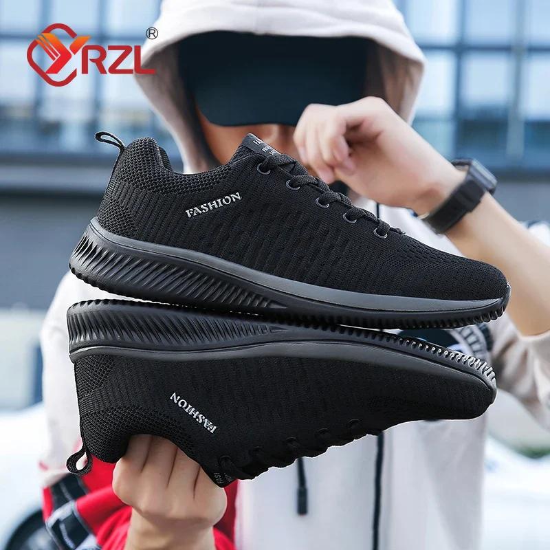 Yrzl Men Shoes Breathable Mens Sneakers Comfortable Non Slip Casual Shoes Tenis Outdoor Lace Up Walking Sneakers For Men