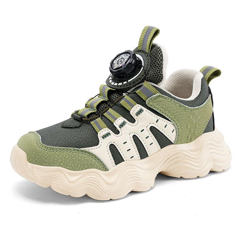 

28-40 детские большие размеры удобные вращающиеся пряжки толстая подошва модные уличные спортивные туфли повседневная обувь кроссовки 40 армия зеленый