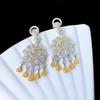 New Retro Light Luxury Asscher Yellow Bohemian Earrings Tassel Earrings