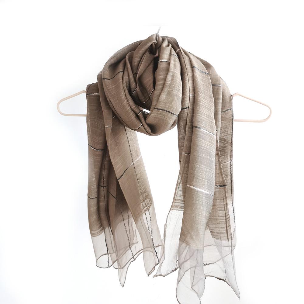 Elegant Women's Plaid Silk Scarf - Spring/Summer Shawl