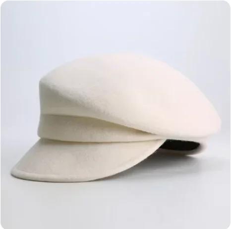 

New Peaked Cap Banquet Cloche Top Hat Wholesale 2025 Party 100% Pure Wool Custom Autumn and Winter Beret Designer Wedding Ladies adjustable белый