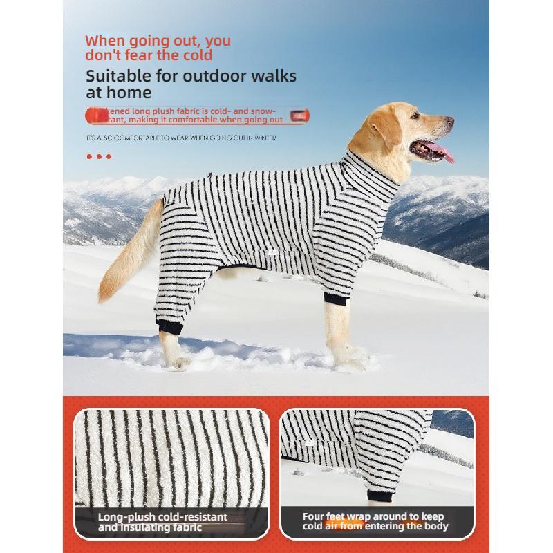 Winter Dog Four-Legged Coat Soft Long Plush Warm Anti-Shed Pet Cotton Jumpsuit For Small Medium Dogs