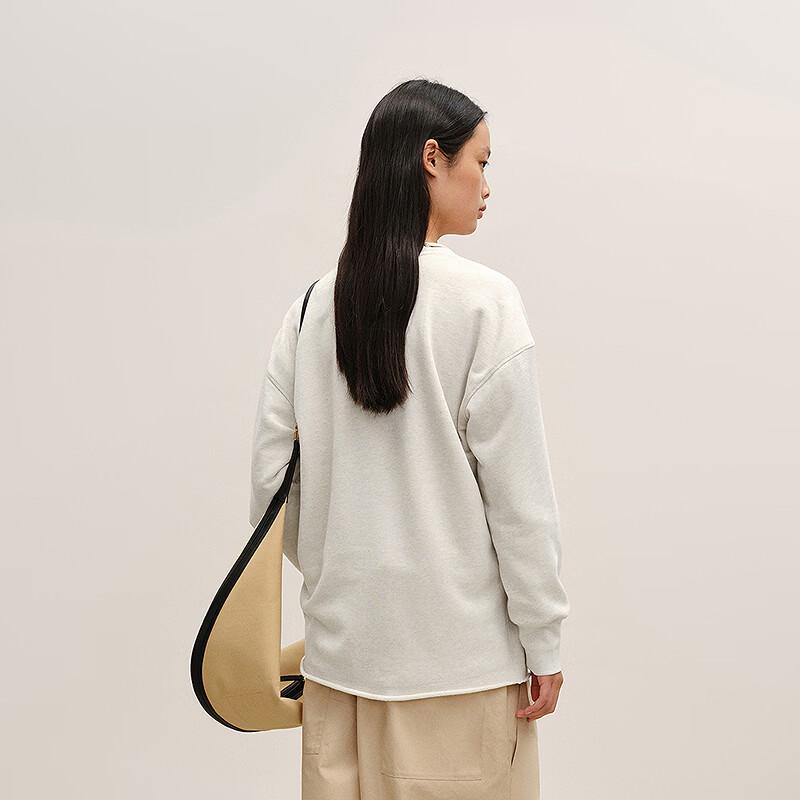 LESS 2026 Spring V-Neck Cotton Long-Sleeve Sweatshirt