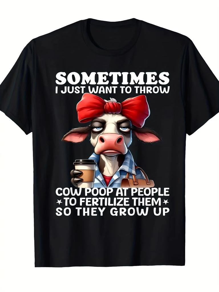 Funny Cow Fart & Poop Joke T-Shirt for Men & Women - Heavy (200g/220g) Cow Print
