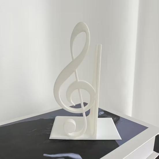 Treble Clef Table Ornament 3D Printed Music Note Bookend, Decorative Shelf Organizer, Modern Desk Decor for Home Book Office Study, Heavy Base Sturdy