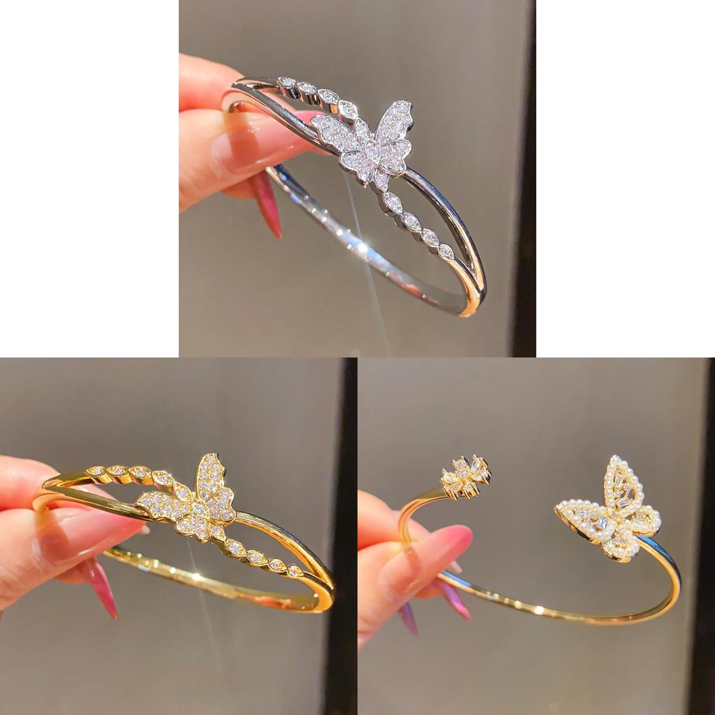Fashion Butterfly Bracelet With 18k Gold Plating And Zirconia For Elegant Women