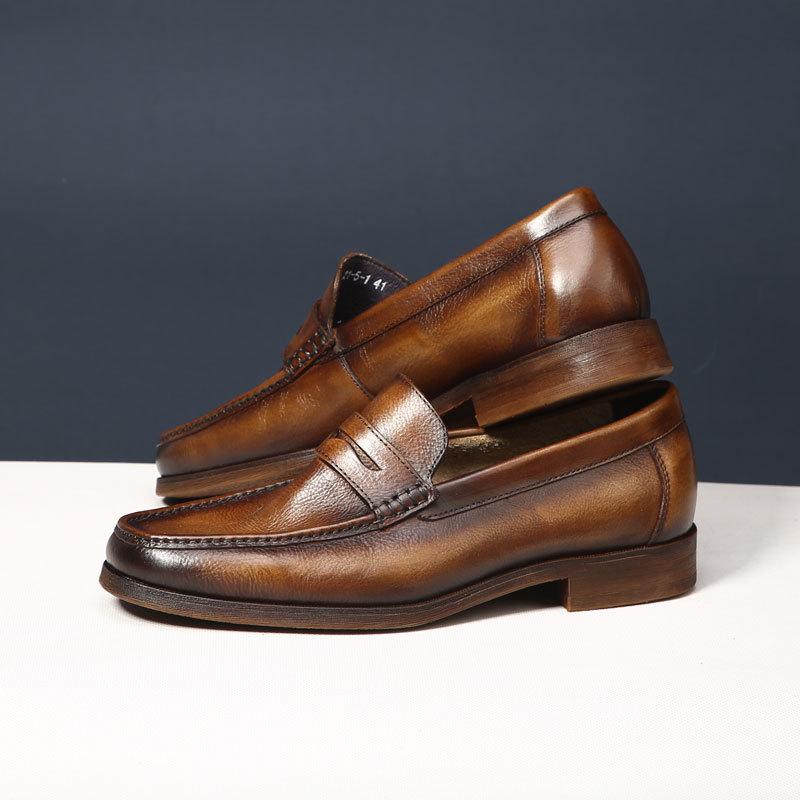Genuine Leather Mens Loafers Handmade British Style Wedding Party Casual Dress Shoes Summer Autumn Footwear for Men