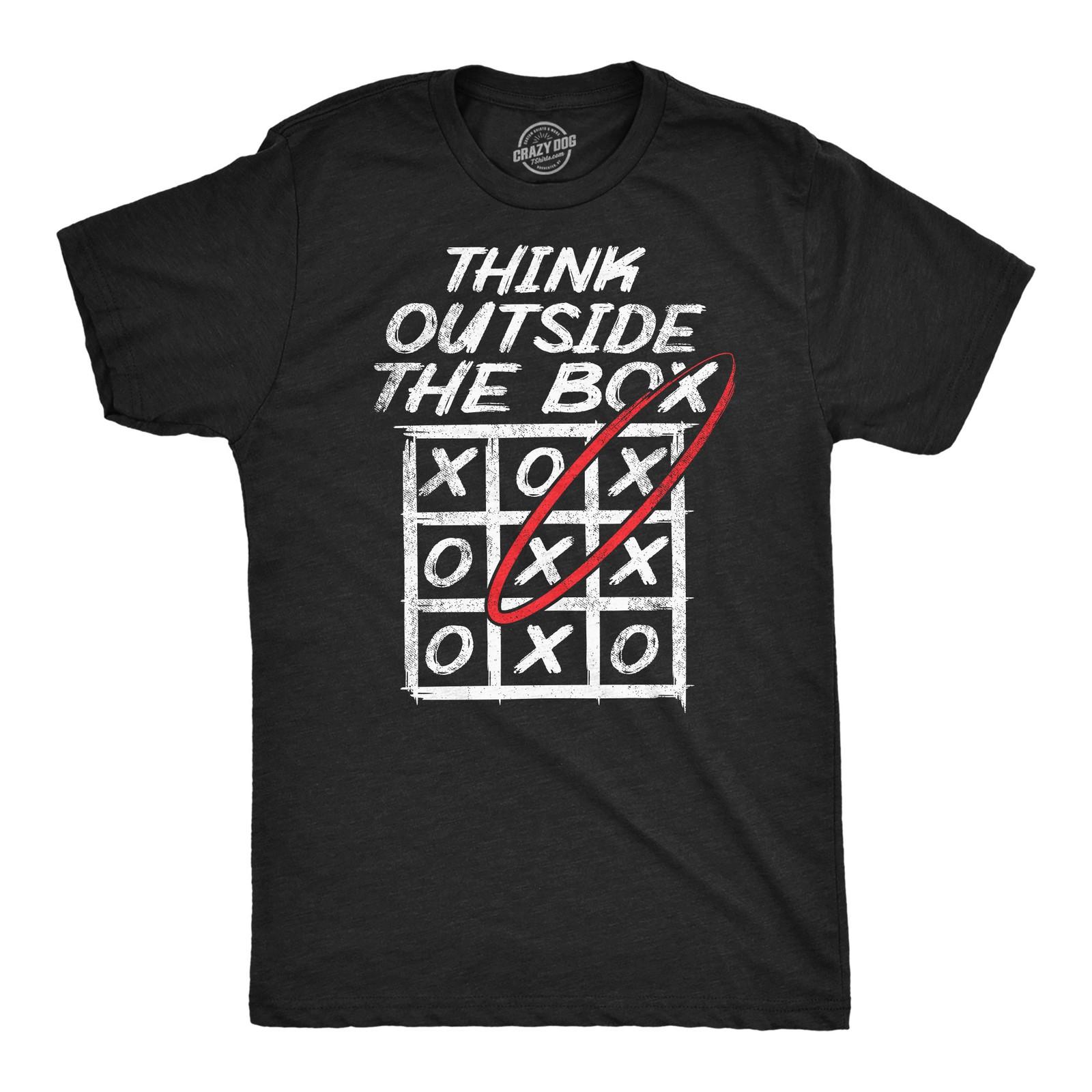 Mens Funny T Shirts Think Outside The Box Sarcastic Graphic Tee for Men XXXXL
