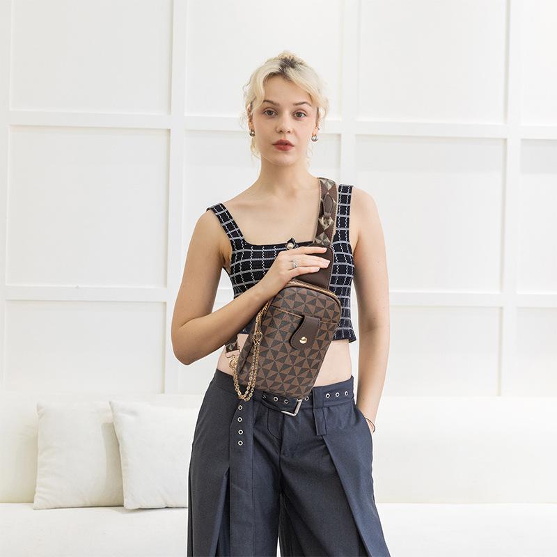 

Double Zipper Shoulder Bag Women s Printed Light Luxury Crossbody Mobile Phone Bag Large Capacity Casual Versatile Women s Breast Bag