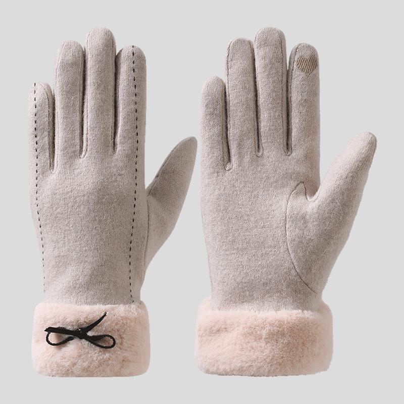 Women Fall Winter Windproof Touchscreen Thick Fleece Lining Daily Use Commuting Superior Warmth Cycling Gloves