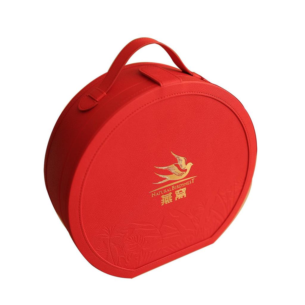 Wood Tone Bird's Nest Leather Gift Box - Handheld Packaging for Mid-Autumn Festival
