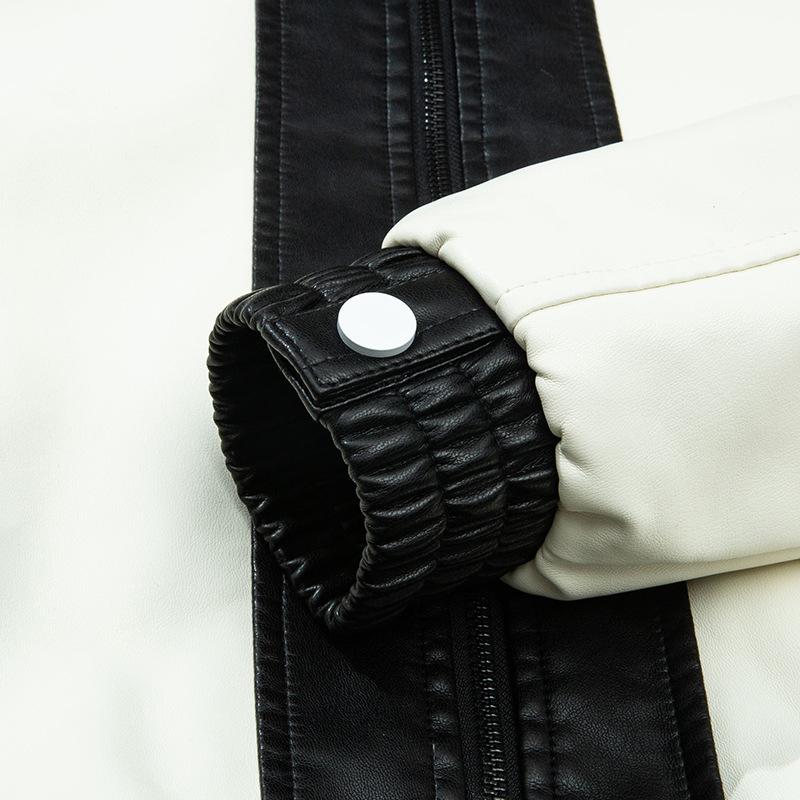 Autumn and winter motorcycle jackets for teenagers men's PU jackets casual leather jackets windproof warm jackets tops for men