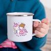 Cartoon Unicorn Printed Creative Mug Water Juice Drinks Milk Cup Enamel Mugs Handle Drinkware Kids Birthday Children's Day Gift