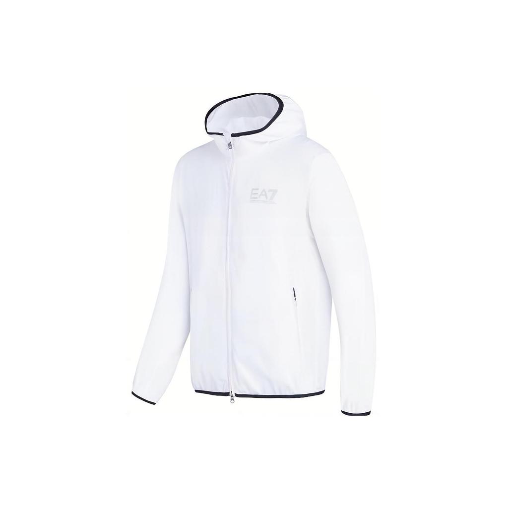 Emporio Armani EA7 Logo Zip Long Sleeve Jacket Men Jackets White 8NPB04-NN7Z-1100