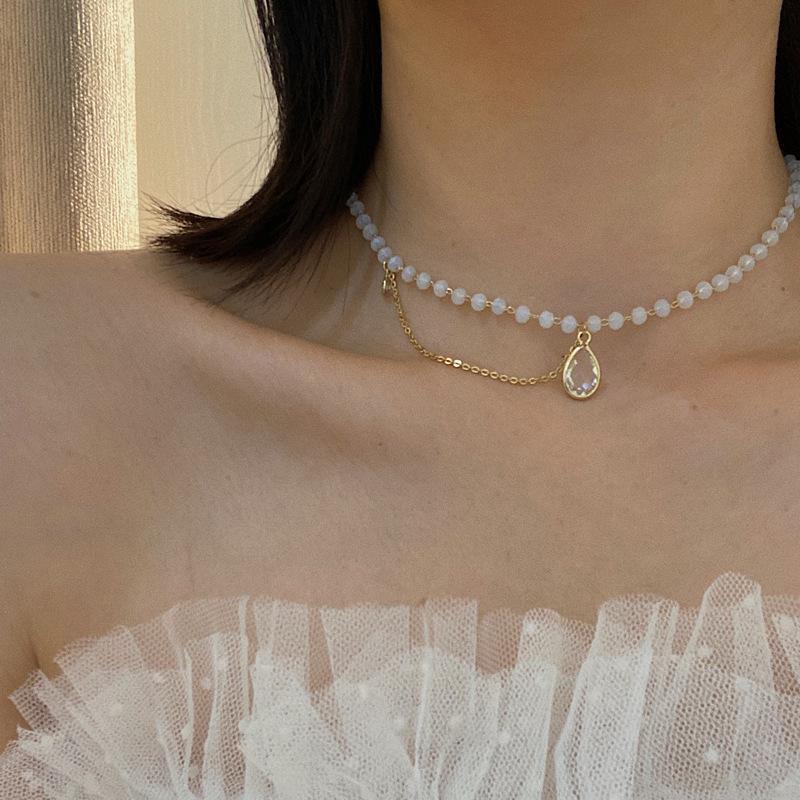 Shining Fake Crystal Pearl Choker Necklace For Girls Elegant Drop Chian Pendant Necklace Fashion Jewelry Gifts