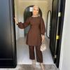 Women's Solid Color Two-Piece Set: Fashionable Top & Pants for Middle Eastern Style