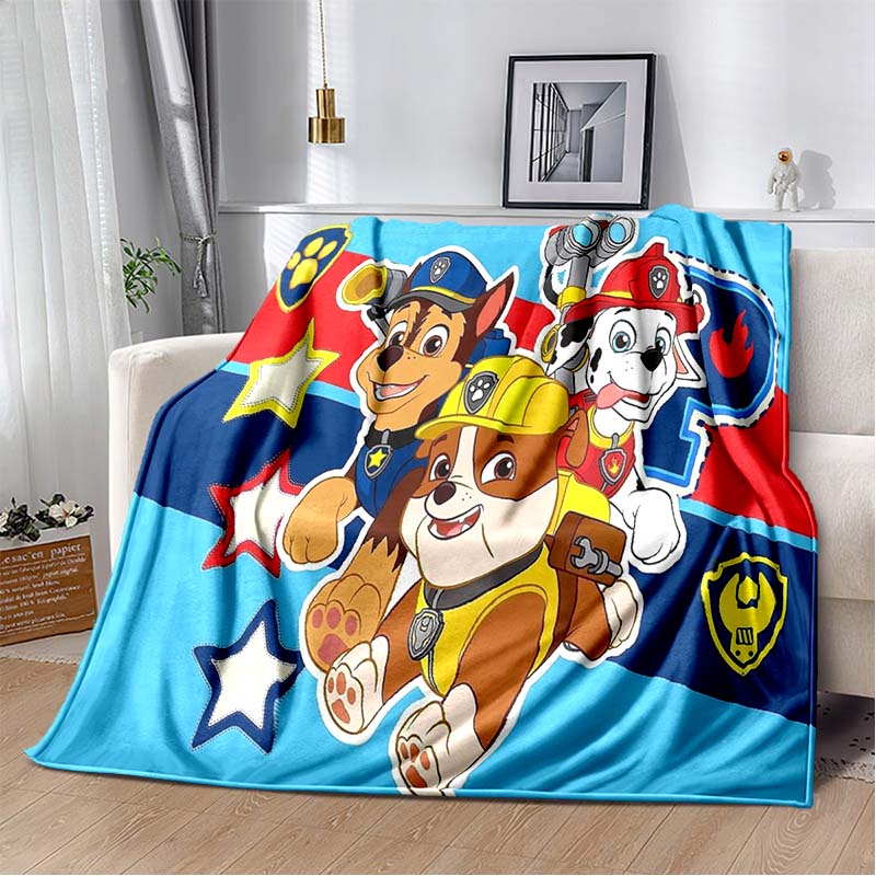 PAW Patrol Cartoon Printed Flannel Blanket Soft Warm All Season Throw For Kids Bedroom Sofa Indoor Home Decor Housewarming Gift