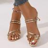 Fashion Metal Ball Decor High Heel Sandals for Women Luxury Gold Thin Heeled Party Shoes Woman Plus Size Comfort Non Slip PVC Sandals