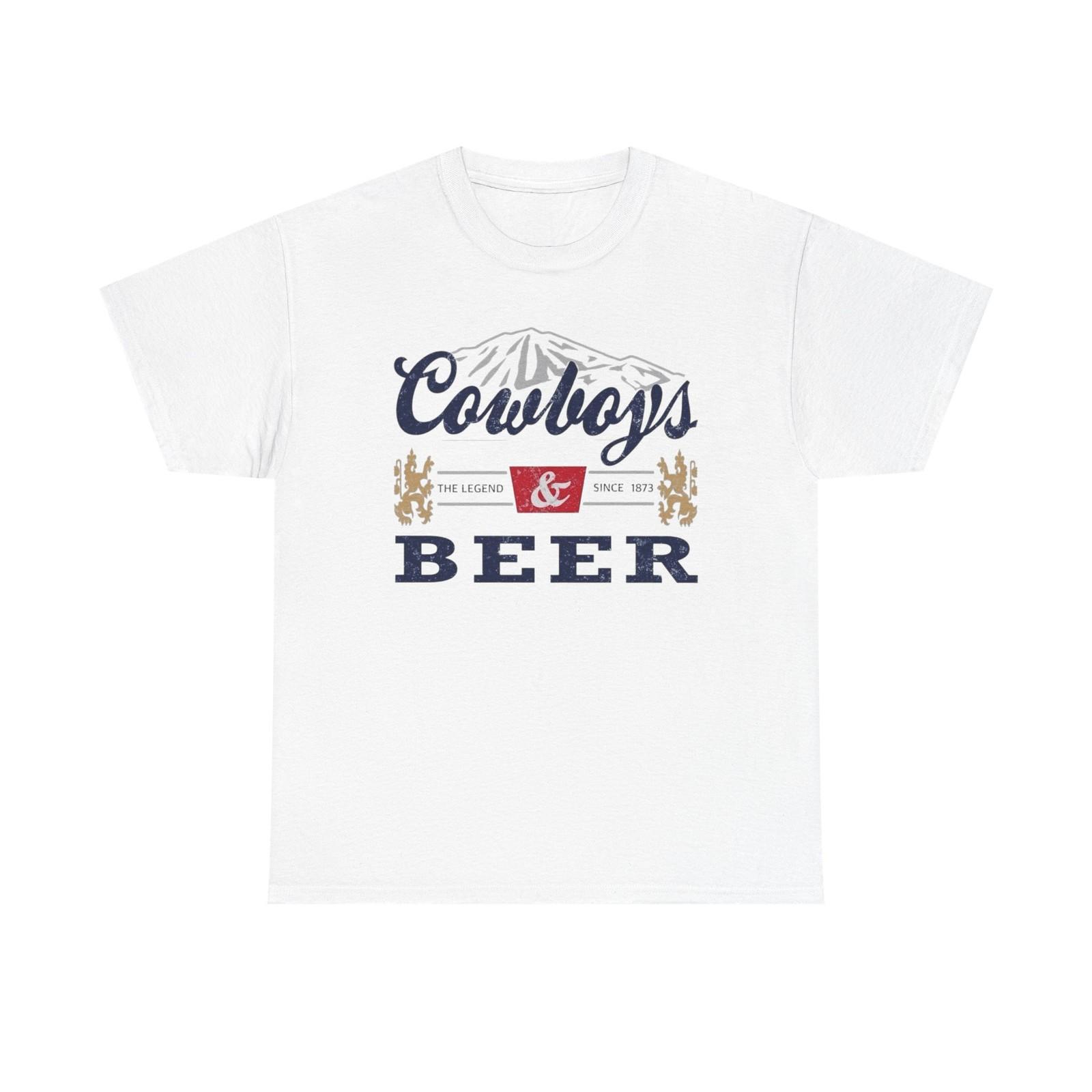 Cowboys And Beer Graphic T Shirt Mens Womens Tees Top ALL SIZES Tee Unisex Heavy Cotton S
