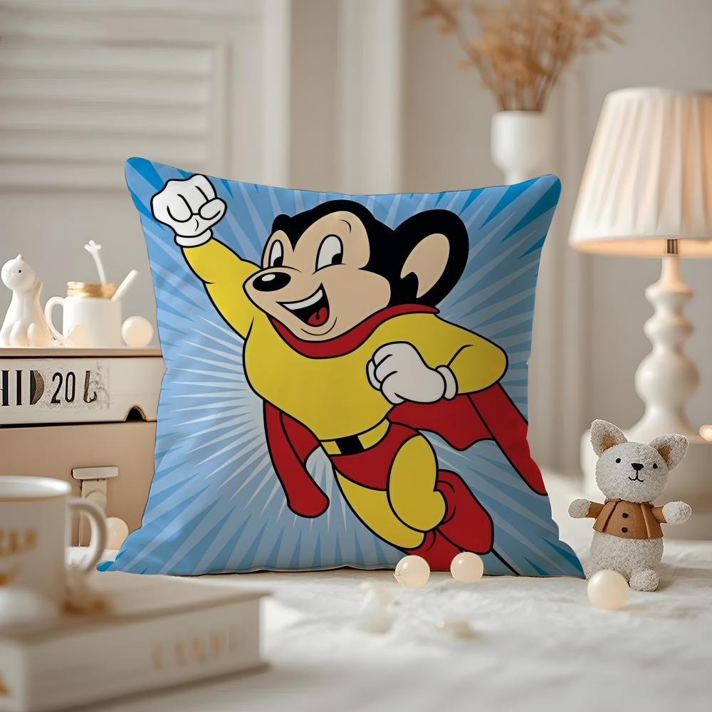 

The Mighty Mouse Playhouse Cushion Cover Anti-dustmite Pillowcase Invisible Zipper Silky Short Plush Sofa Cushion Cover 12x12Inch