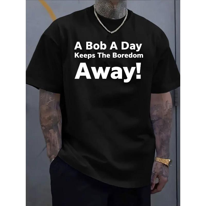 

Bob Letter Logo Short Sleeve- Casual Summer Round Neck Tee with Bob Character Design, Machine Washable & Dry Cleanable, Comfortable Casual Attire 4XL чорний
