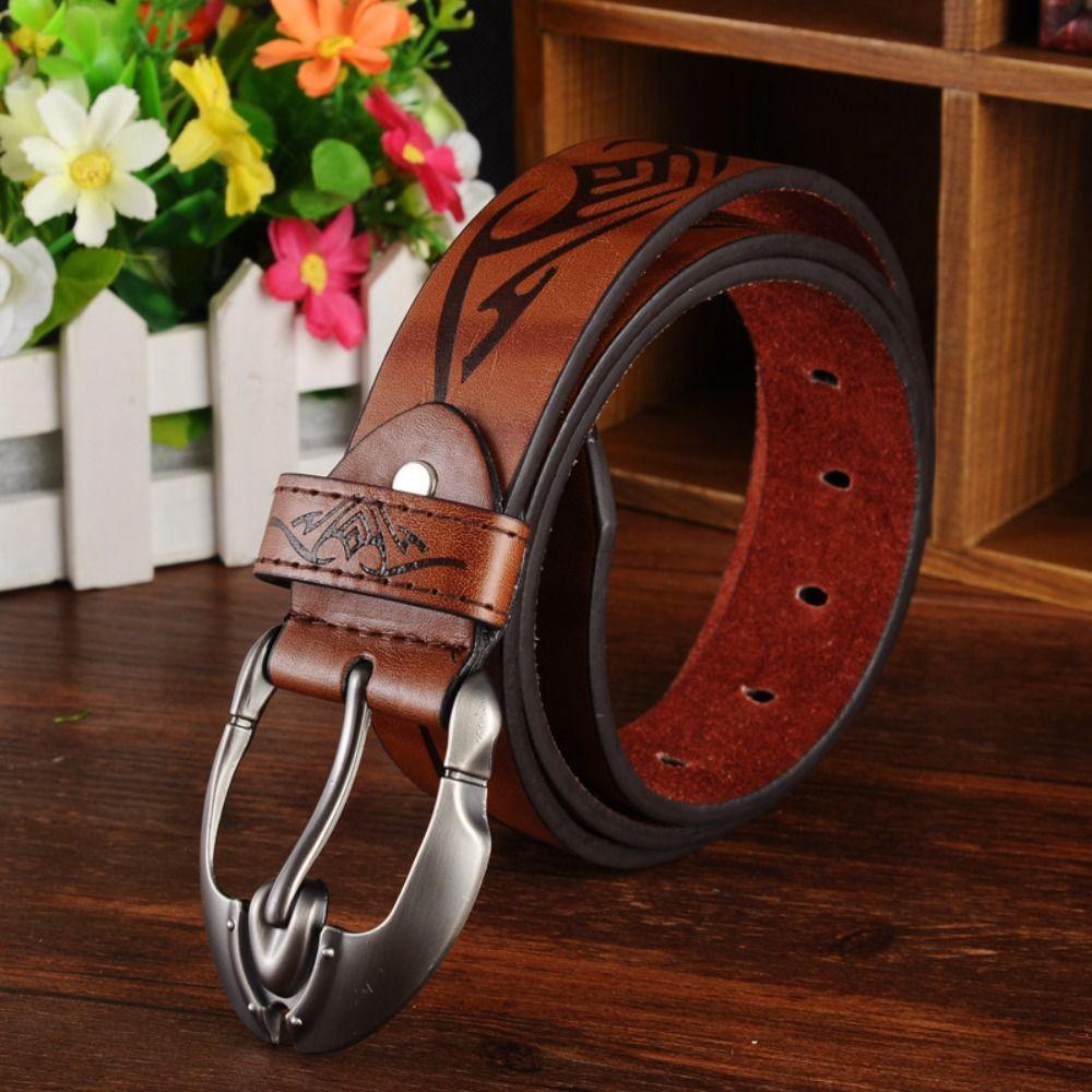 

Casual Business Casual Belt Trendy Brand Alloy Pin Buckle Waistband Retro Jeans Pants Belt 120cm чорний