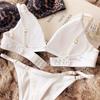 Set intimo estivo da donna, reggiseno senza ferretto con coppa triangolare in seta sexy, bralette francese, reggiseno e perizoma senza cuciture