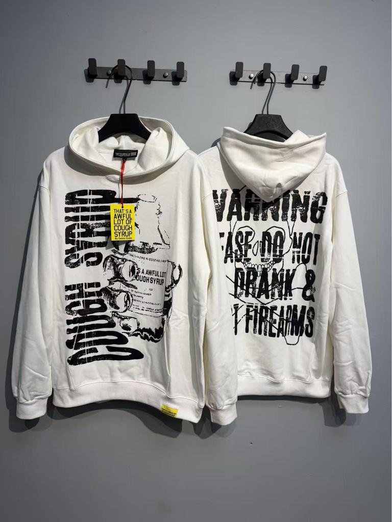 Módní americký styl Dlouhý rukáv Volná mikina pro muže a ženy - Vysoká gramáž Design s kašlovým sirupem