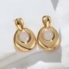Retro Double Layered Circle Ear Clips for Teen Women Thick Geometric Drop Earrings Tarnish Resistant Statement Party Jewelry