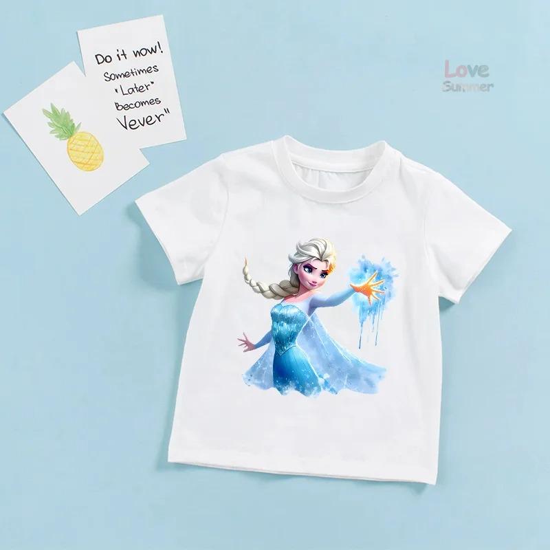 Frozen Princess Elsa, Ariel, Rapunzel Girls' Summer Short-sleeve Children's Birthday T-shirt