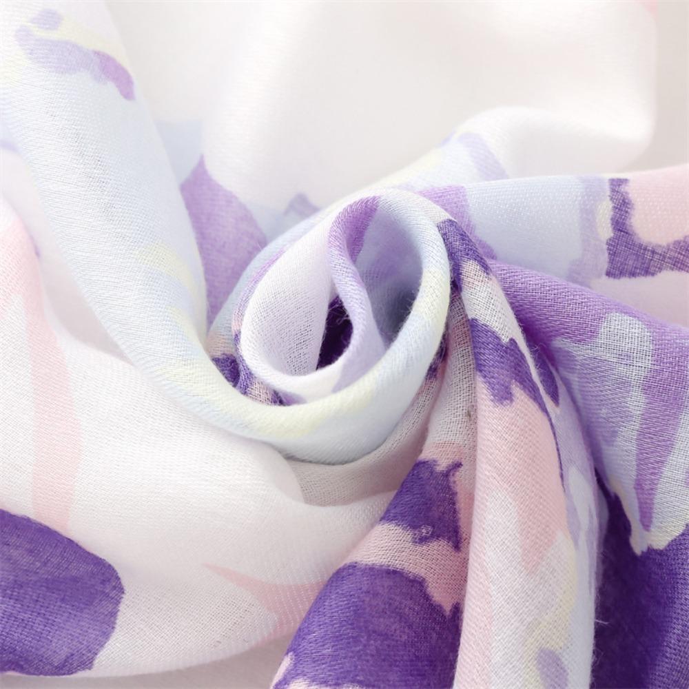 Korean Tassel Viscose Shawl Scarf Wash Painting Style Women Hijab Shawls Soft Thin Scarf  Beach