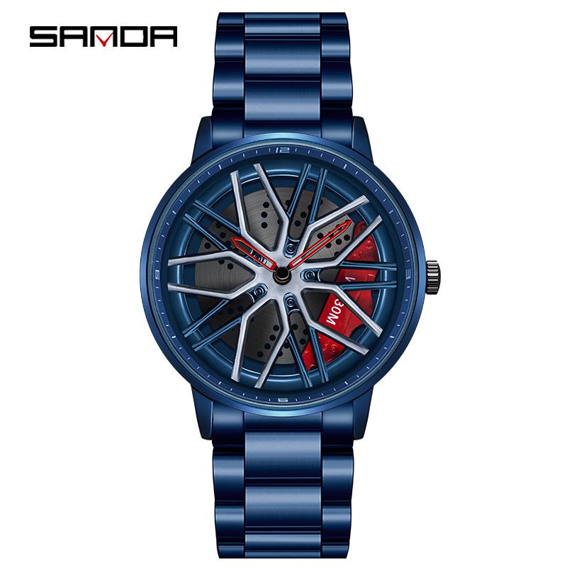 Sanda Men's 360° Rotating Dial Quartz Wristwatch - Casual Fashion Wheel Series