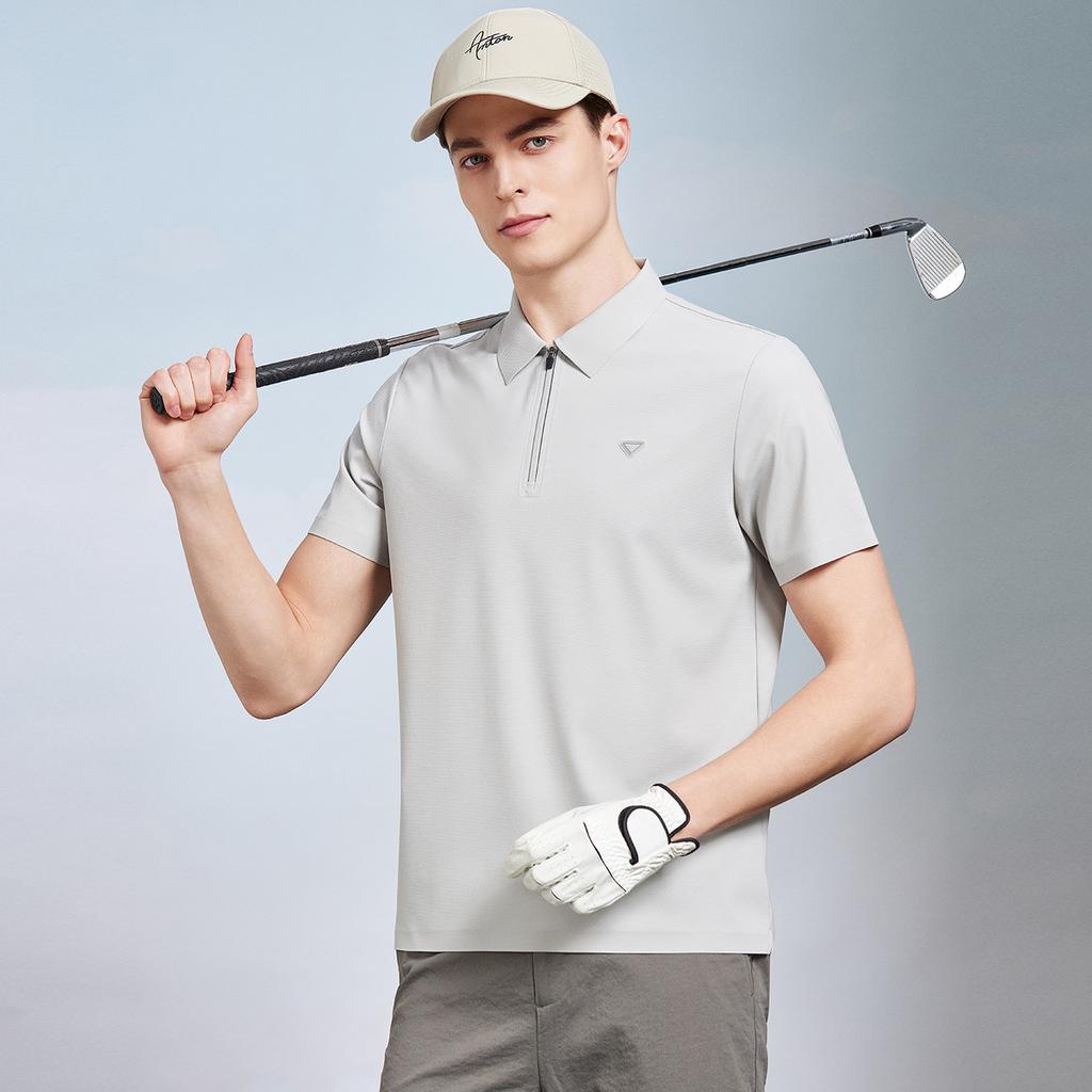 Machine Washable and Easy To Handle Zipper Polo Shirt Men's Short Sleeve Silk Slippery Drop Collar T-shirt with Mulberry Silk