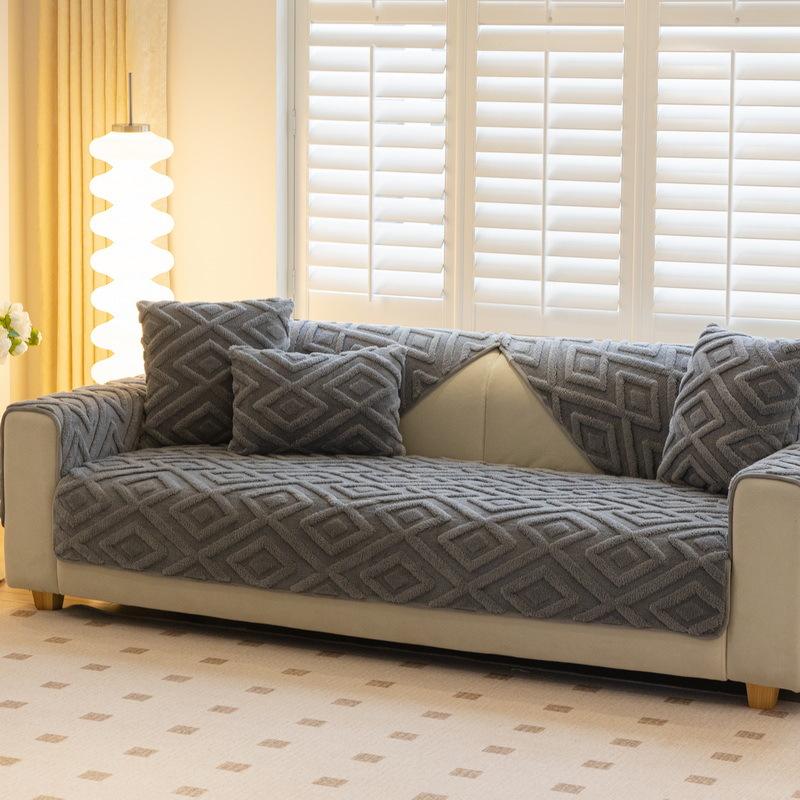 Winter Sofa Cushion Plush Simple Modern Seat Cushion Thickened Non-Slip Leather Sofa Cover Cover Cloth Backrest Towel