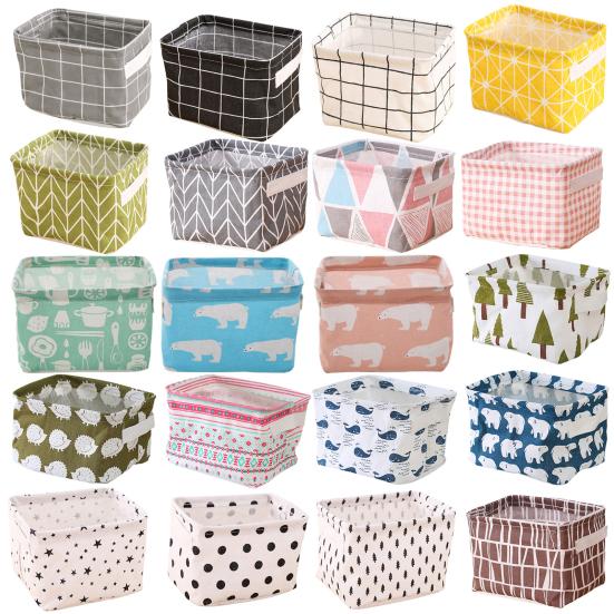 Decorative Storage Bin with Handle Cotton Flax Widely Usage Organizer Basket Office Supplies